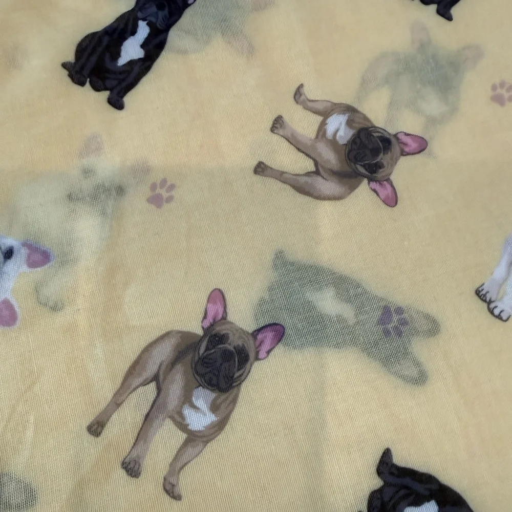 BullDog Print Yellow Shawl Wrap Scarf 64 x 31